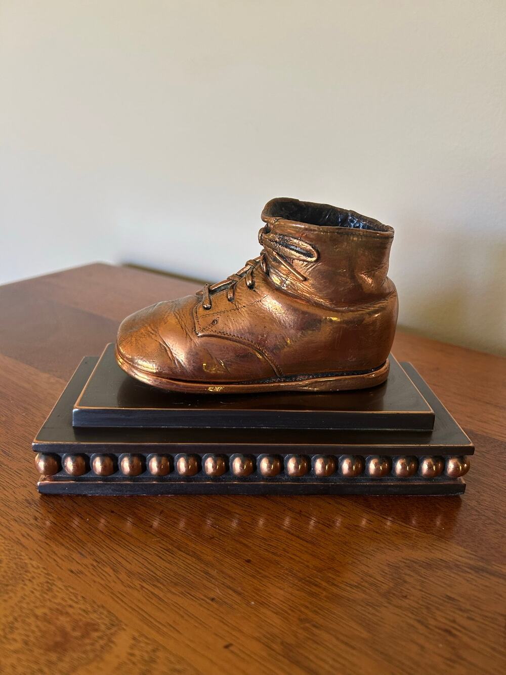 Vintage American Bronzing Company Bronze Baby Shoe Bookend | Metal Keepsake
